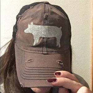 Boutique sparkly show pig ball hat